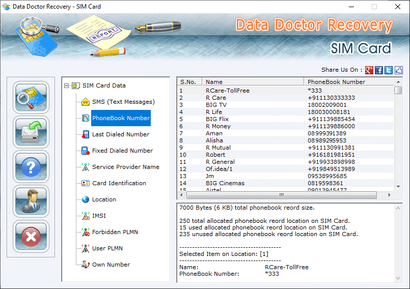 Recover PhoneBook Number